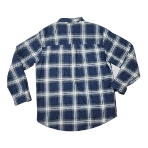 Field & Stream Men’s Button Up Flannel Blue Black  Gray Plaid Size L - Picture 2 of 7